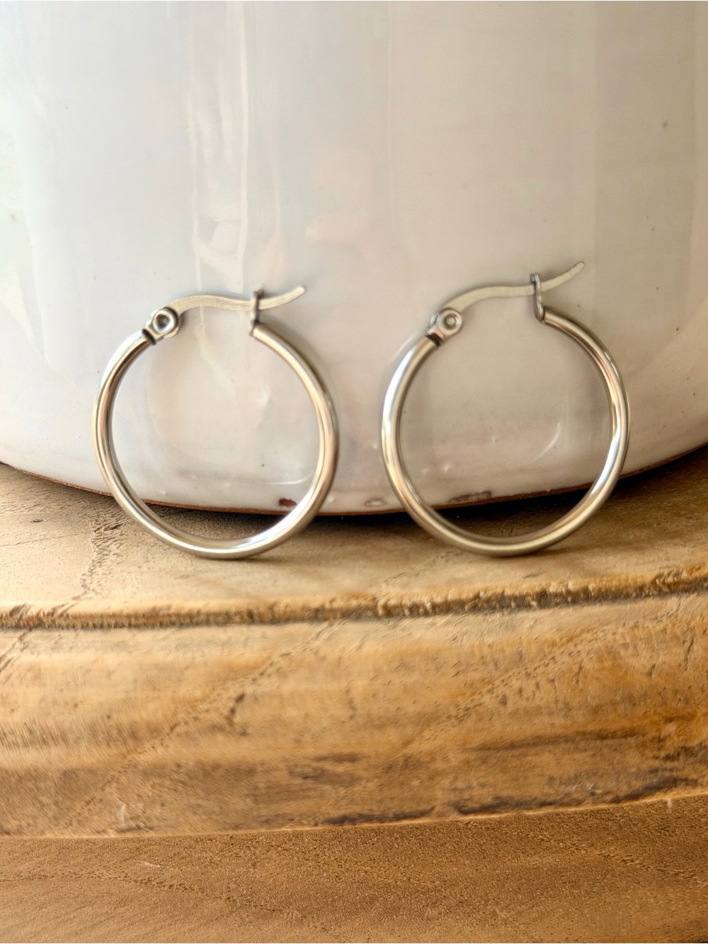 Round Hoop Silver Earrings 25mm
